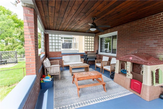 1048 Downlook, Stanton Heights, PA 15201 - view of patio with an outdoor hangout area and a ceiling fan