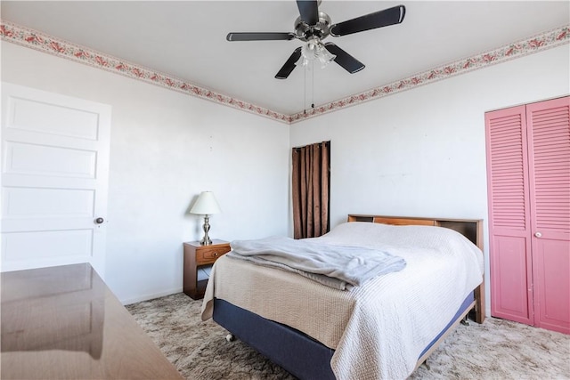 351 Center Ave, West View, PA 15229 - bedroom featuring light carpet, a closet, and ceiling fan