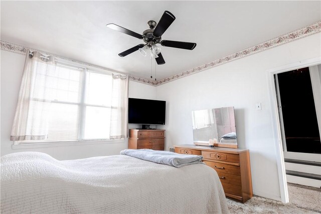 351 Center Ave, West View, PA 15229 - bedroom featuring multiple windows, light carpet, and a ceiling fan