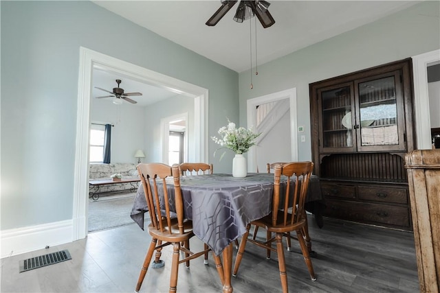 351 Center Ave, West View, PA 15229 - dining area featuring ceiling fan, wood finished floors, and baseboards