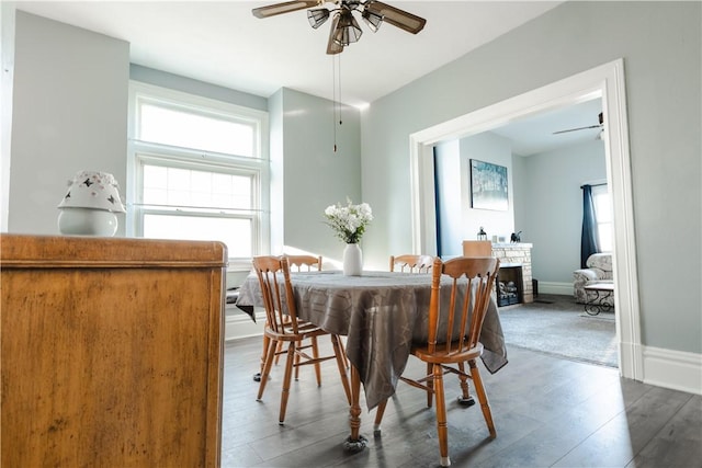 351 Center Ave, West View, PA 15229 - dining room with ceiling fan, wood finished floors, and baseboards
