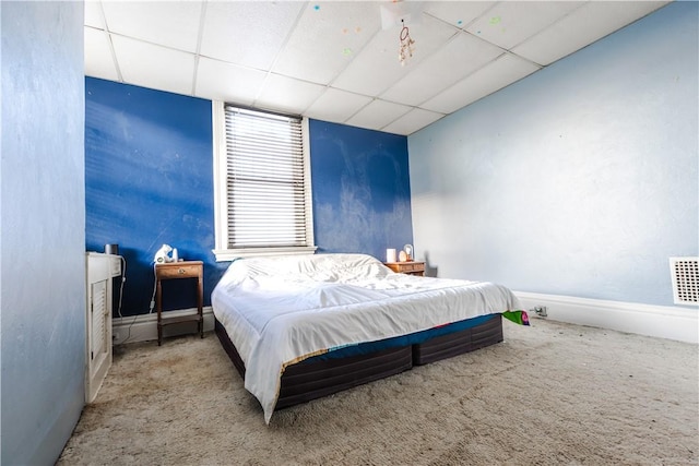351 Center Ave, West View, PA 15229 - bedroom featuring a drop ceiling, carpet, and baseboards