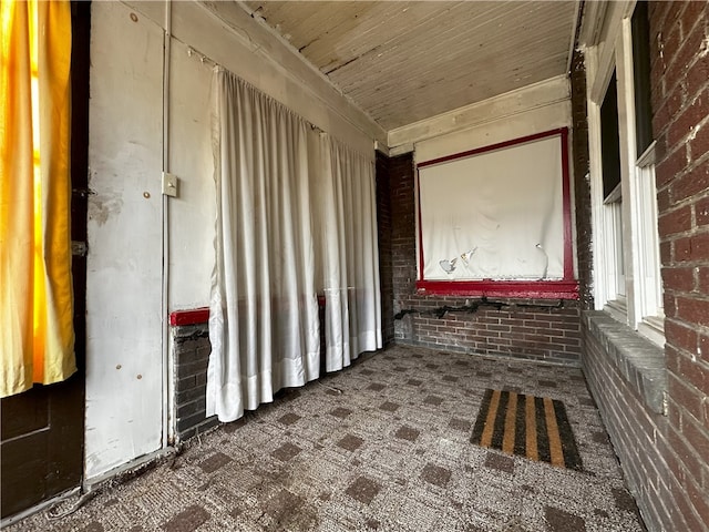218 Keystone Way, Ellwood City Law, PA 16117 - bathroom with brick wall and wood ceiling