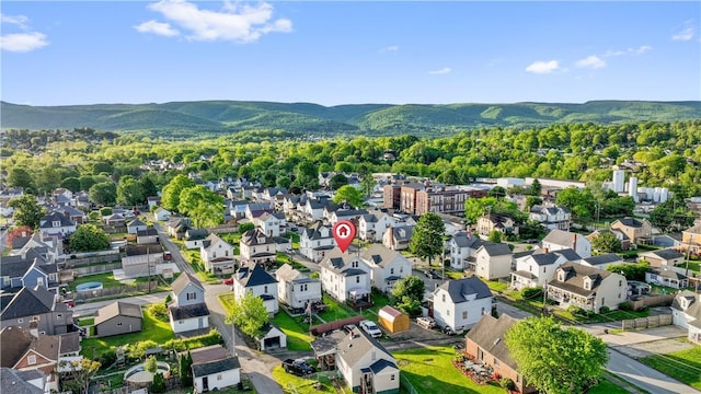 bird's eye view of a mountainous background