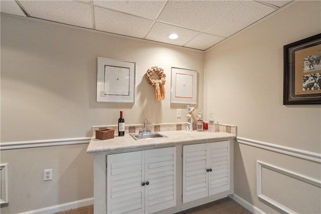 304 Diana Dr, Robinson Twp Nwa, PA 15136 - bathroom with a paneled ceiling, recessed lighting, baseboards, and vanity
