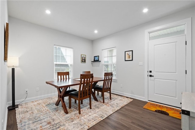 2025 Pinnacle Way S, Park, PA 15129 - dining room with dark wood-style floors, baseboards, and recessed lighting