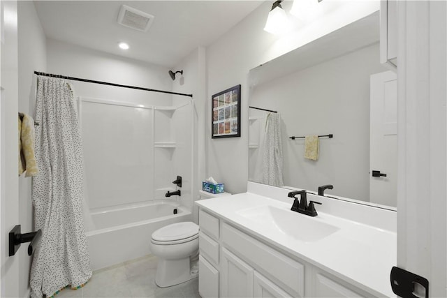 2025 Pinnacle Way S, Park, PA 15129 - full bathroom featuring shower / bathtub combination with curtain, vanity, toilet, and tile patterned floors