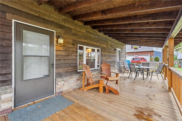 1036 Causeway Dr, Lake Stonycreek, PA 15541 - wooden terrace with outdoor dining space