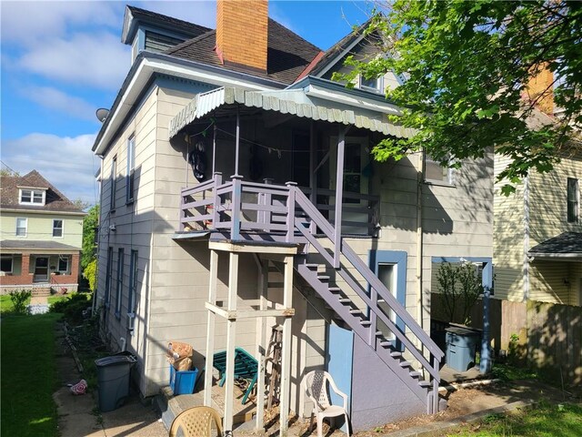 743 Taylor Ave, Avalon, PA 15202 - back of property featuring a chimney and stairway