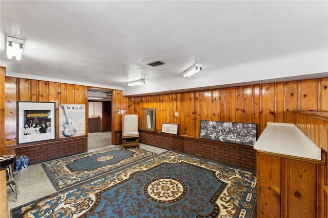 interior space with wood walls