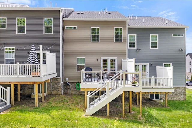 128 Cole Dr, Robinson Twp Nwa, PA 15136 - back of house featuring a wooden deck, stairs, and a lawn