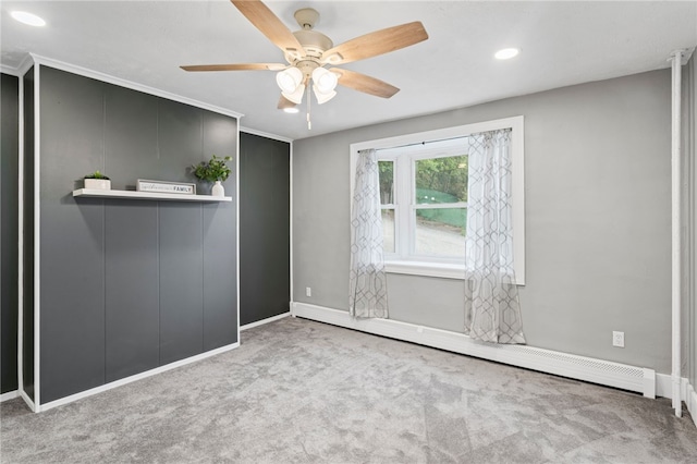 247 Pringle St, Banksville/Westwood, PA 15106 - carpeted spare room with ceiling fan, baseboard heating, baseboards, and recessed lighting