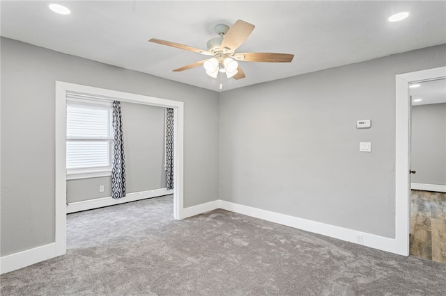 247 Pringle St, Banksville/Westwood, PA 15106 - empty room with a ceiling fan, carpet, recessed lighting, and baseboards