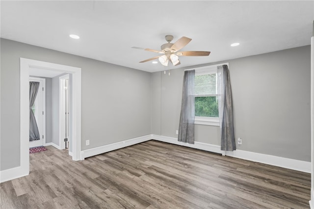 247 Pringle St, Banksville/Westwood, PA 15106 - unfurnished room featuring a ceiling fan, wood finished floors, baseboards, and recessed lighting