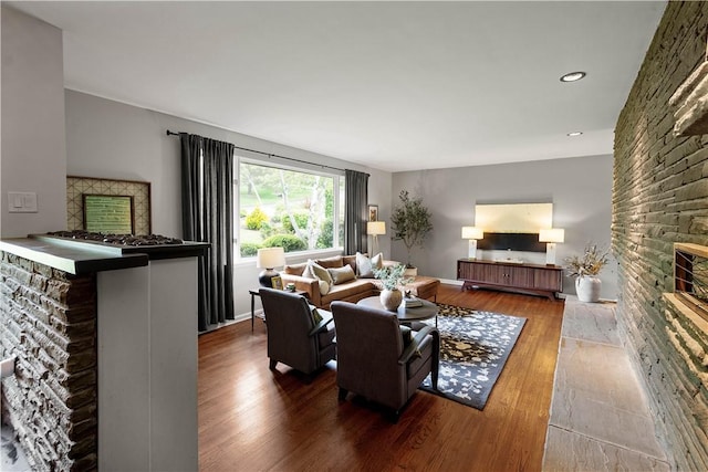 205 Seegar Rd, Upper St Clair, PA 15241 - living room featuring a fireplace and wood finished floors