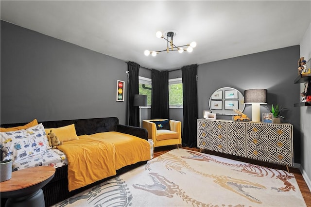 205 Seegar Rd, Upper St Clair, PA 15241 - bedroom with wood finished floors and a chandelier