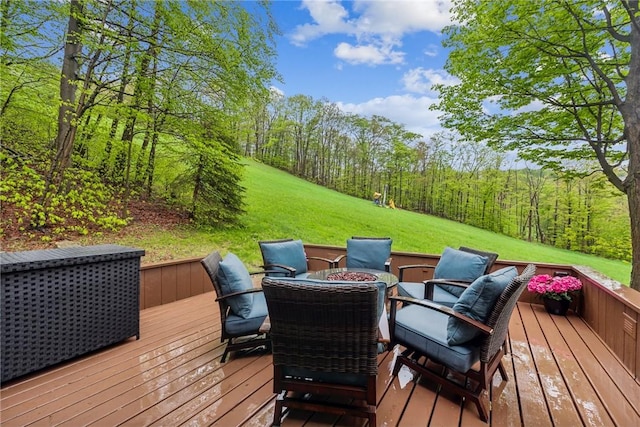133 Imperial Rd, Hidden Valley, PA 15502 - wooden deck with a lawn and a forest view