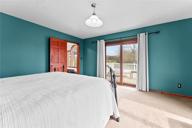 844 Old Millcreek Rd, Hookstown, PA 15050 - bedroom featuring access to outside, carpet flooring, and baseboards