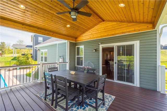 276 Regency Dr, North Strabane, PA 15330 - wooden deck featuring ceiling fan and outdoor dining space