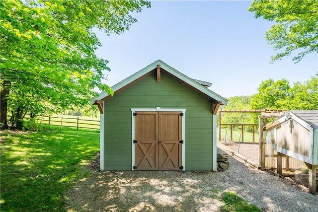 view of shed with exterior structure