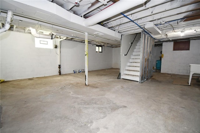 2608 Big Sewickley Creek Rd, Franklin Park, PA 15143 - unfinished basement with stairway and concrete block wall