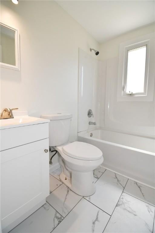 2608 Big Sewickley Creek Rd, Franklin Park, PA 15143 - full bathroom with marble finish floors, toilet, vanity, and shower / tub combination