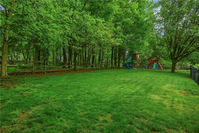 view of yard with a playground