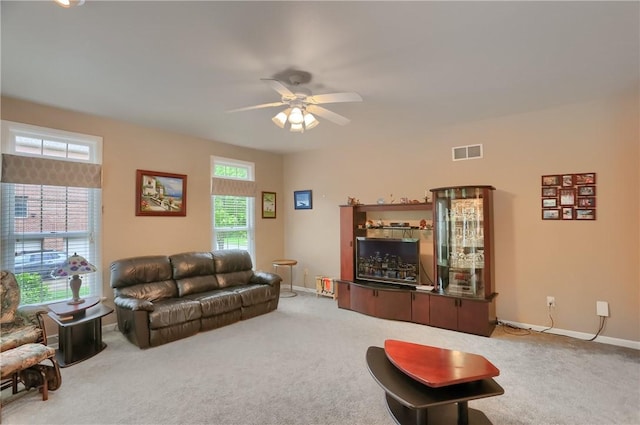 441 Settlers Village Cir, Cranberry Twp, PA 16066 - carpeted living area featuring a ceiling fan and baseboards