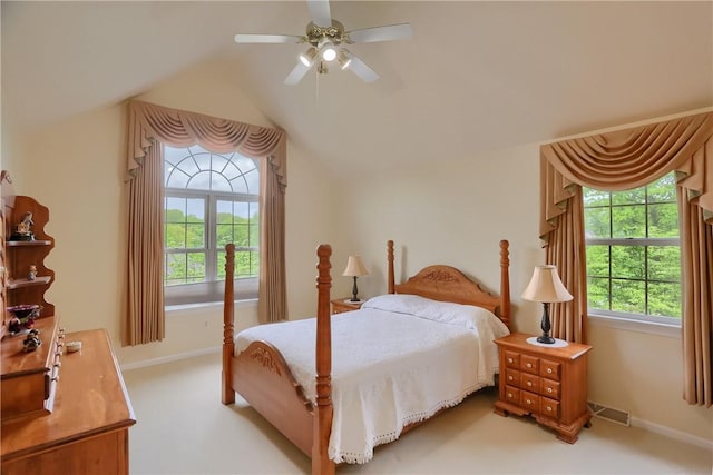 441 Settlers Village Cir, Cranberry Twp, PA 16066 - bedroom with light carpet, lofted ceiling, and a ceiling fan