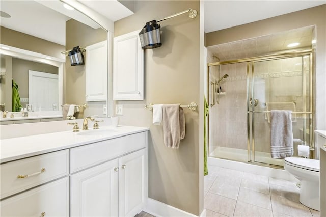 238 Berkeley Way, Monroeville, PA 15146 - full bathroom featuring toilet, a shower stall, vanity, tile patterned floors, and baseboards