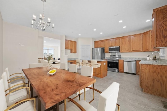 3009 Village Run, Pine Twp Nal, PA 15090 - dining space featuring recessed lighting, a chandelier, and light wood-type flooring