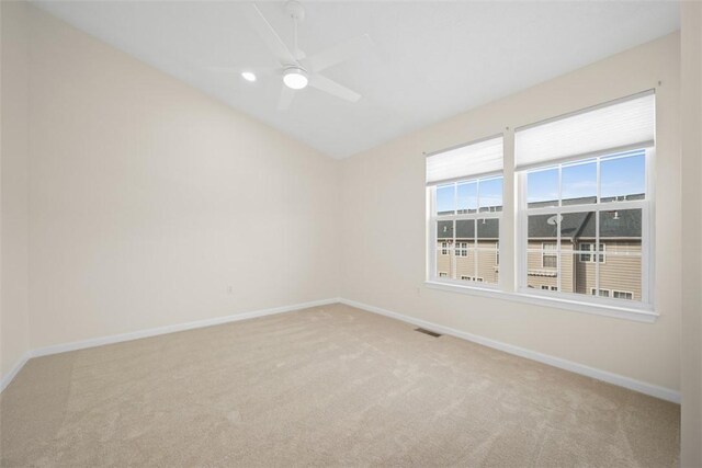 3009 Village Run, Pine Twp Nal, PA 15090 - spare room with light carpet, baseboards, lofted ceiling, and a ceiling fan