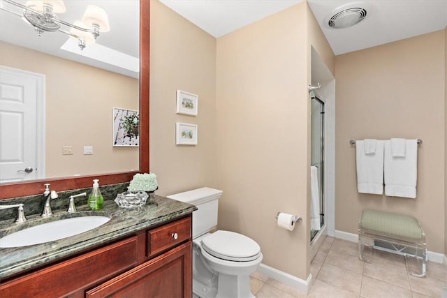 305 Woodstream Dr, Ohara, PA 15238 - bathroom with tile patterned floors, toilet, a shower stall, vanity, and baseboards