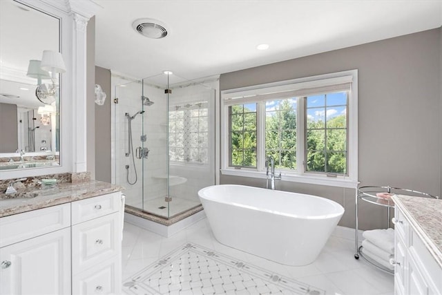 305 Woodstream Dr, Ohara, PA 15238 - bathroom with vanity, a shower stall, and a soaking tub