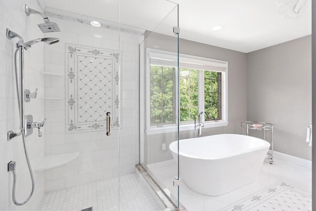 305 Woodstream Dr, Ohara, PA 15238 - bathroom featuring a freestanding bath and a stall shower