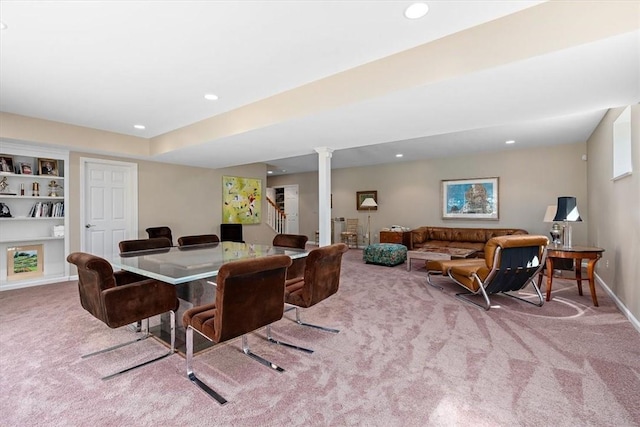 305 Woodstream Dr, Ohara, PA 15238 - dining room featuring carpet, stairway, recessed lighting, baseboards, and built in shelves