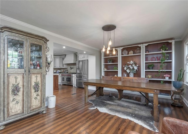 432 Independence Blvd, South Strabane, PA 15301 - dining space featuring crown molding, dark wood-type flooring, and a desk