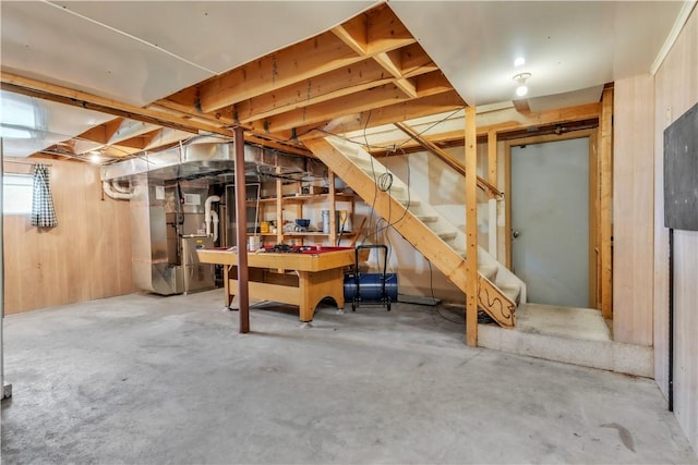 1636 Brodhead Rd, Moon/Crescent Twp, PA 15108 - below grade area featuring heating unit and stairway