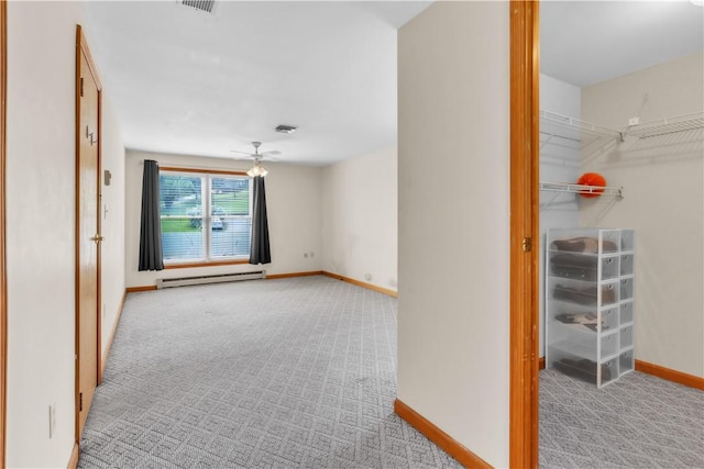 1636 Brodhead Rd, Moon/Crescent Twp, PA 15108 - hallway with baseboard heating, carpet flooring, and baseboards