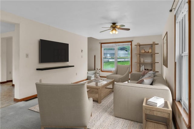 1636 Brodhead Rd, Moon/Crescent Twp, PA 15108 - living room featuring a ceiling fan and baseboards