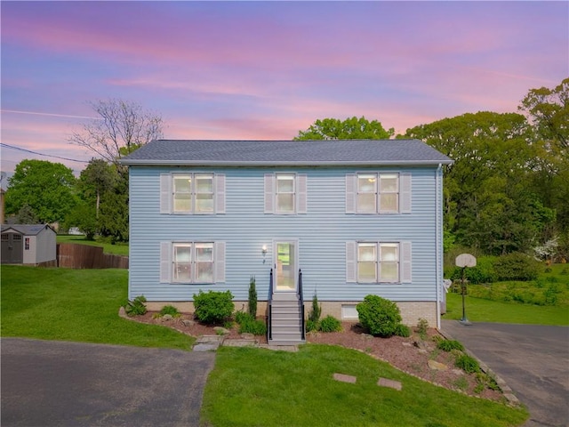 1636 Brodhead Rd, Moon/Crescent Twp, PA 15108 - colonial-style house featuring driveway, a storage shed, and an outdoor structure