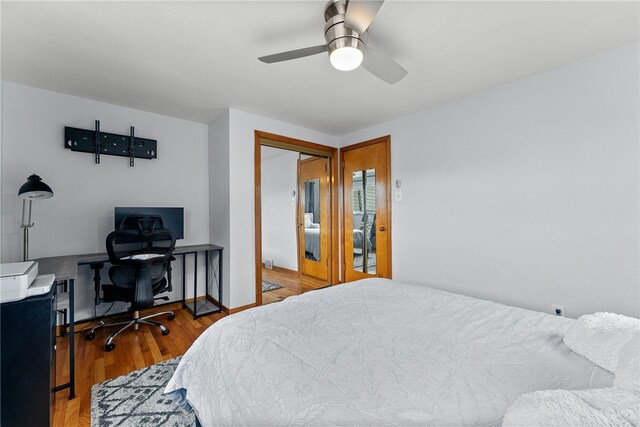 1137 Merrick Ave, Brookline, PA 15226 - bedroom featuring an office area, wood finished floors, ceiling fan, and a closet