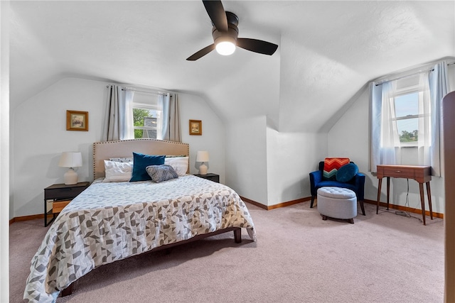 1137 Merrick Ave, Brookline, PA 15226 - bedroom with carpet flooring, vaulted ceiling, baseboards, and ceiling fan