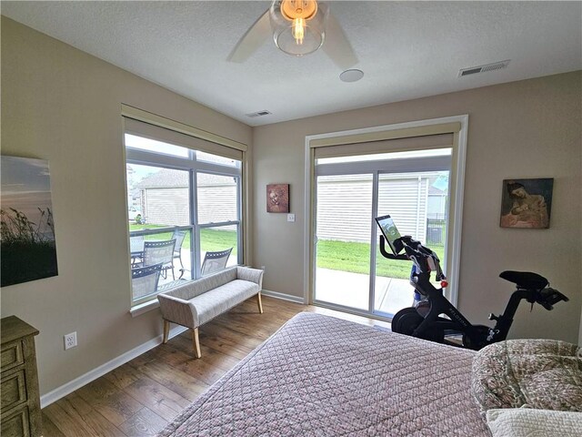 129 Bay Ct, Chartiers, PA 15301 - bedroom featuring access to outside, light wood-style flooring, baseboards, and ceiling fan