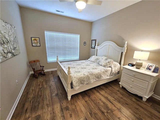 129 Bay Ct, Chartiers, PA 15301 - bedroom featuring dark wood-style flooring, baseboards, and a ceiling fan