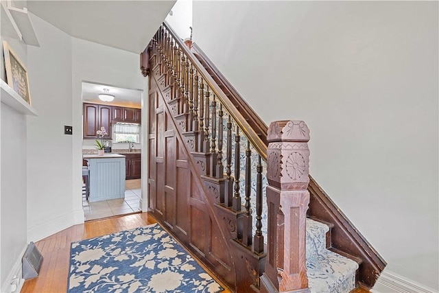 106 Haldane St, Crafton, PA 15205 - staircase featuring hardwood / wood-style flooring and baseboards