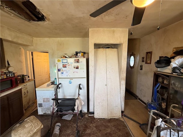 614 Hollace St, Hill District, PA 15219 - kitchen featuring freestanding refrigerator, refrigerator, and a ceiling fan