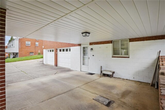 garage with driveway