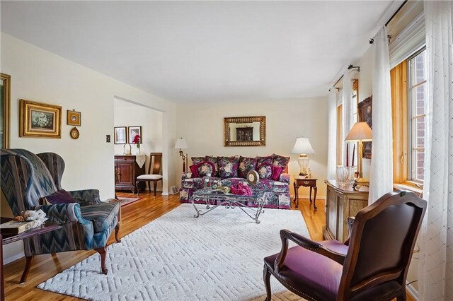 living area featuring wood finished floors
