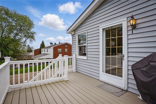 deck featuring grilling area